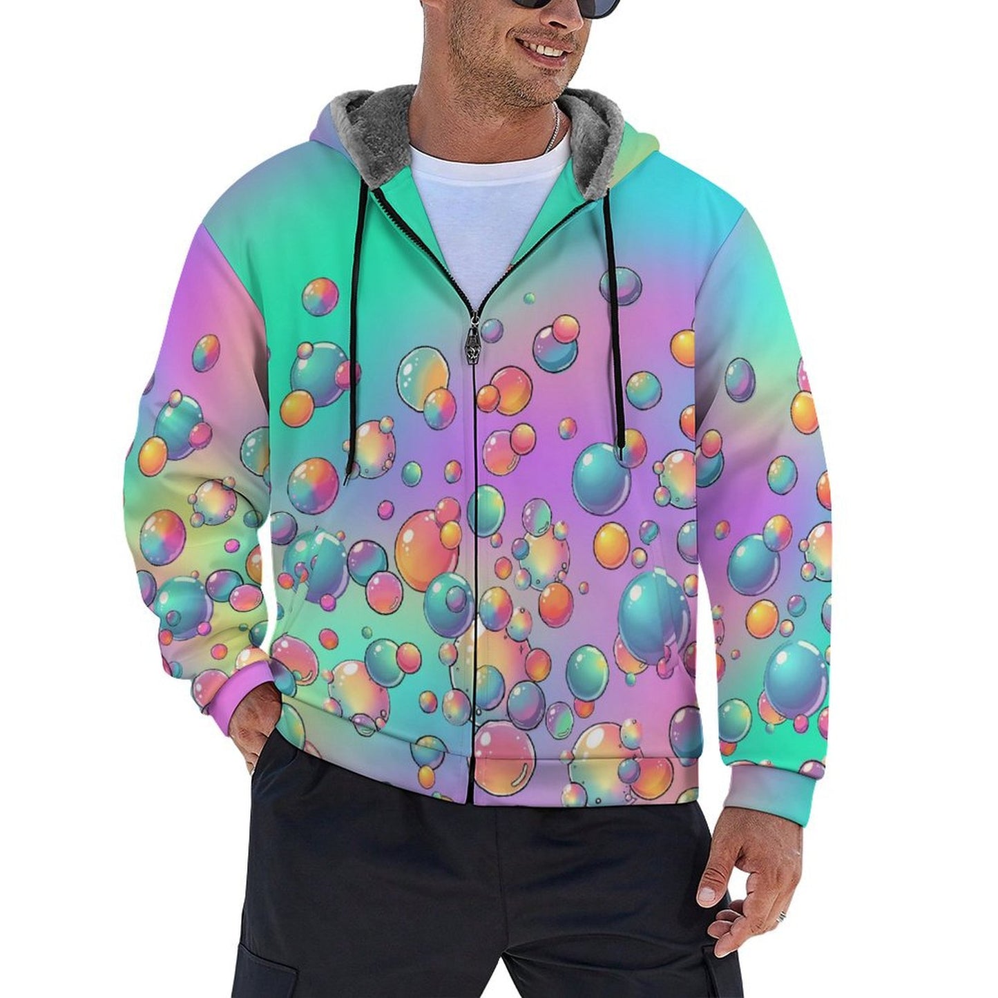 Pastel Rainbow bubble hoodie for bubble artists