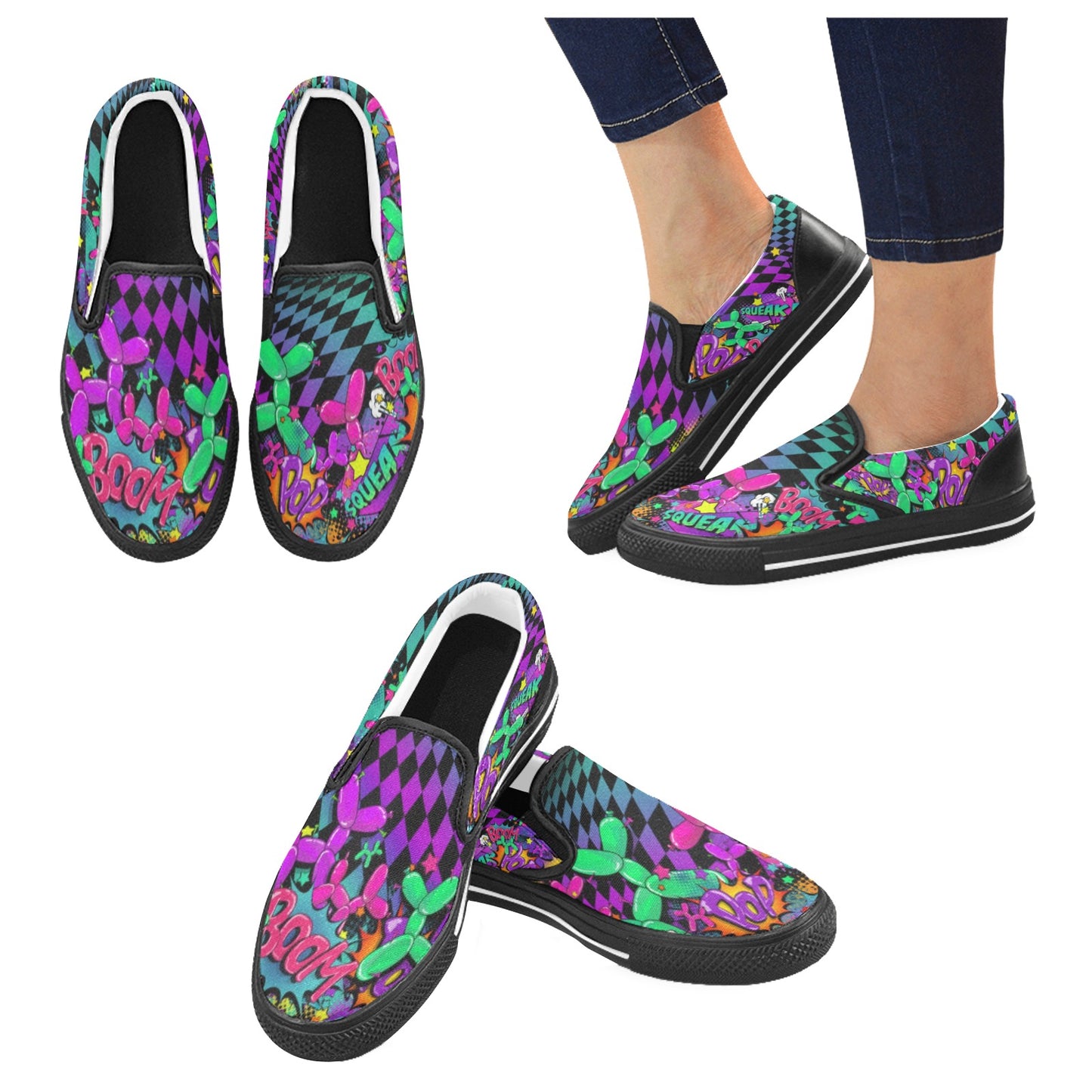 Colourful balloon dog print shoes