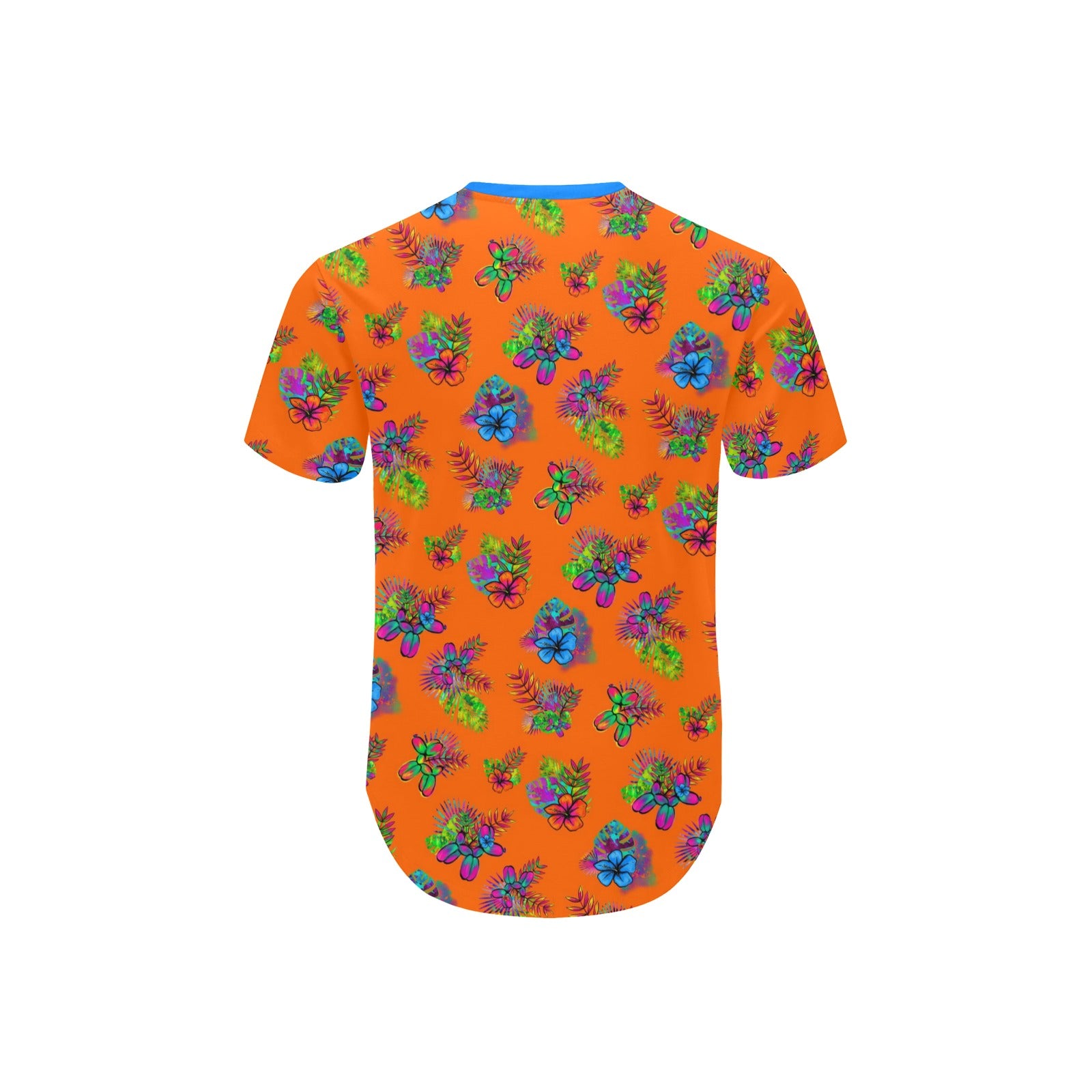 Tropical balloon dog shirt with curved hem