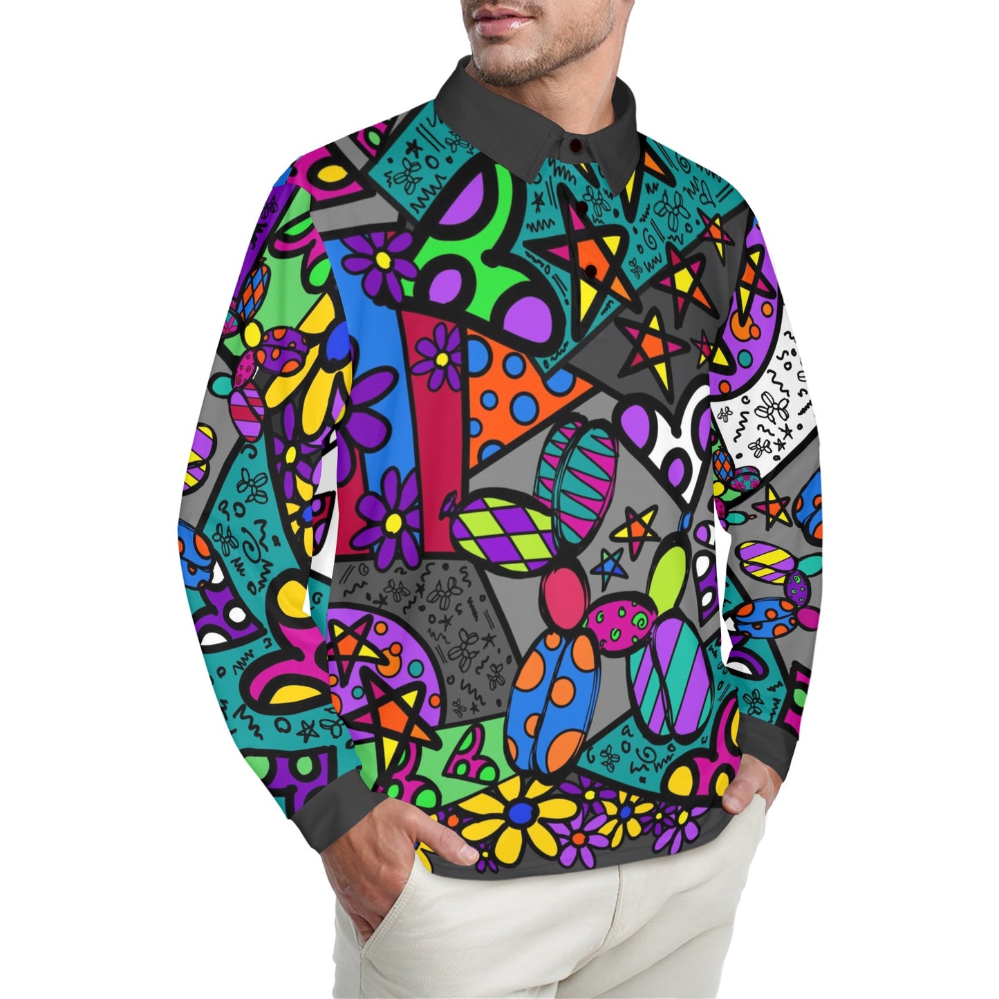 Balloon Twister Long sleeve Polo Shirt