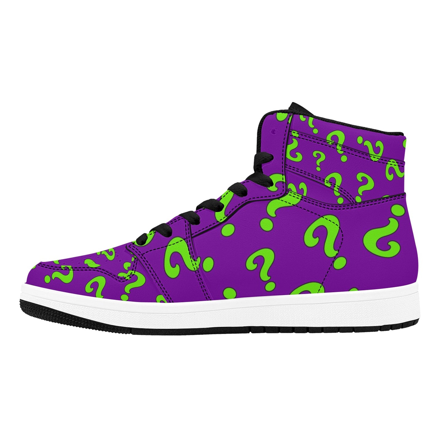 Green Question marks on Purple - Premium High Tops