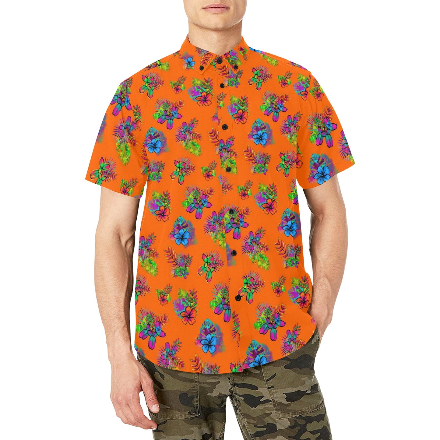 Orange Tropical Balloon dog shirt