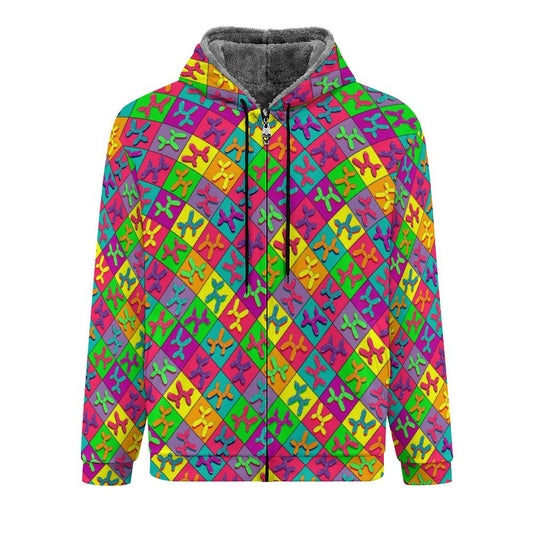 Colourful balloon dog zip hoodie with fleece lining
