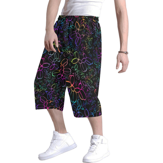 Black shorts with colourful balloon dog design for balloon twisters