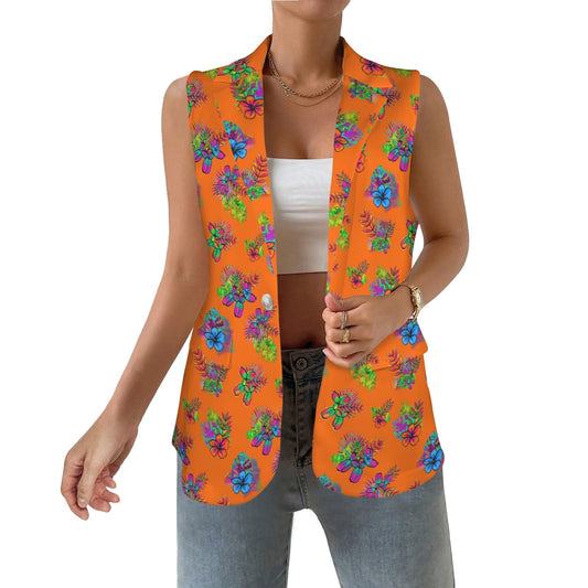 Orange balloon twisting vest with tropical flowers and balloon dogs