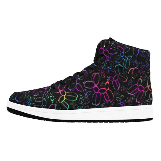 High tops for balloon twisters with rainbow balloon dogs