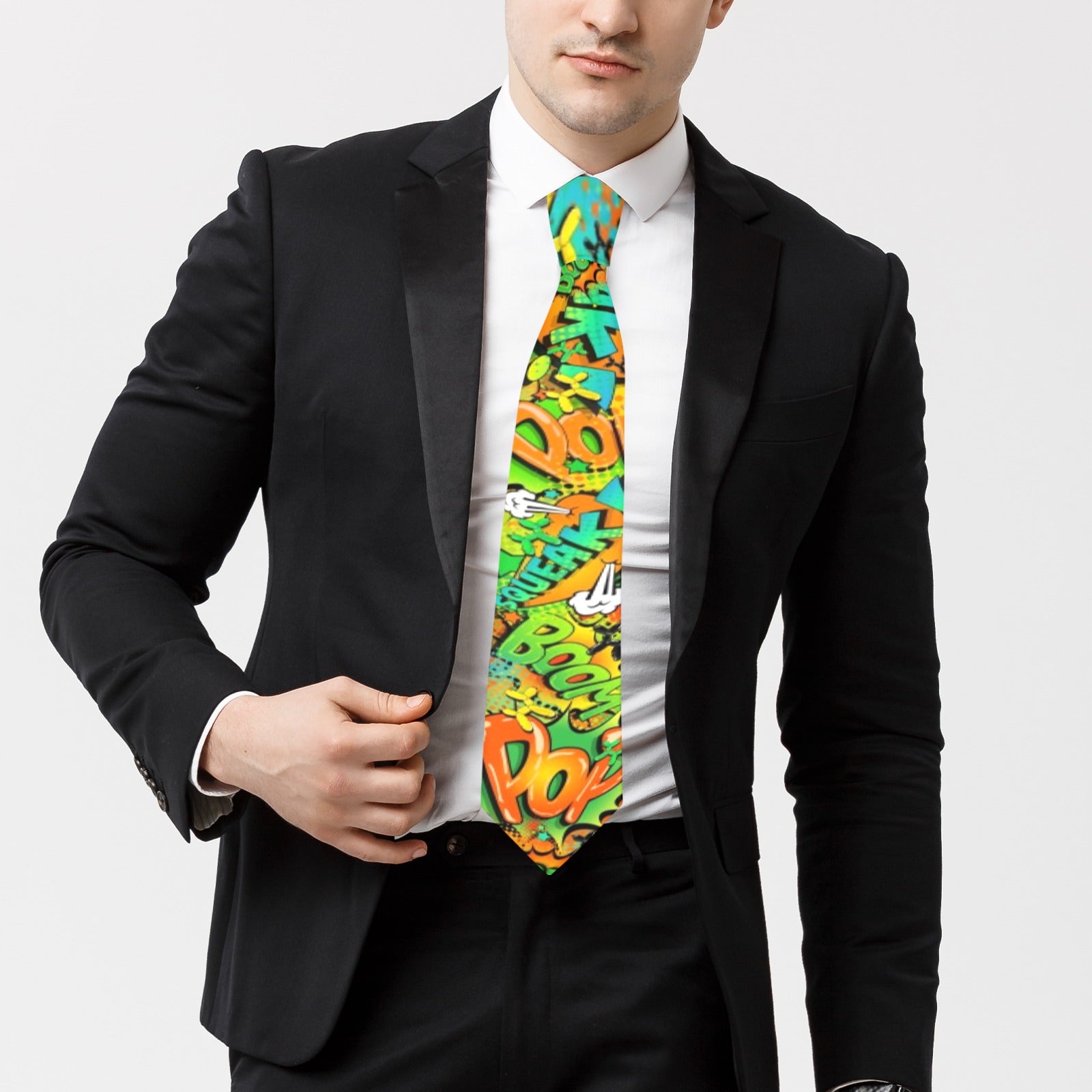Balloon Twister Tie - Orange and Green with Pop Art Balloon Dogs Balloon Dog Apparel Balloon Twister Tie - Orange and Green with Pop Art Balloon Dogs Balloon Dog Apparel
