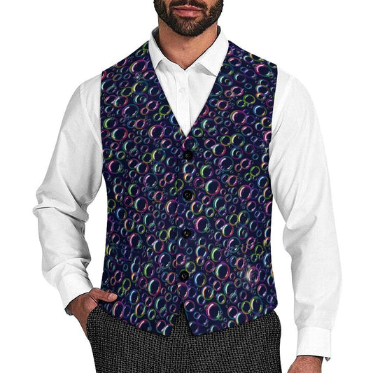 Vest for bubble artists with colourful bubbles on navy