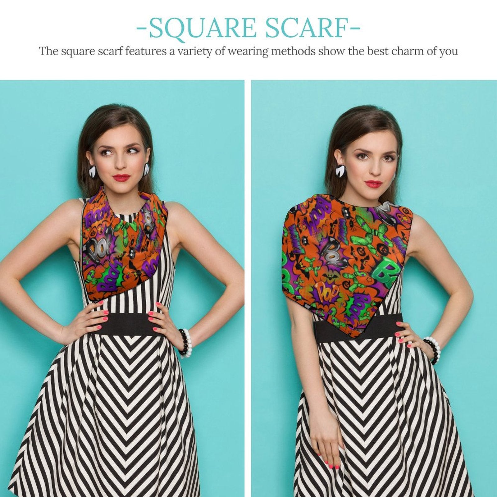 Scarf with fun colourful Halloween Design for balloon artists and face painters