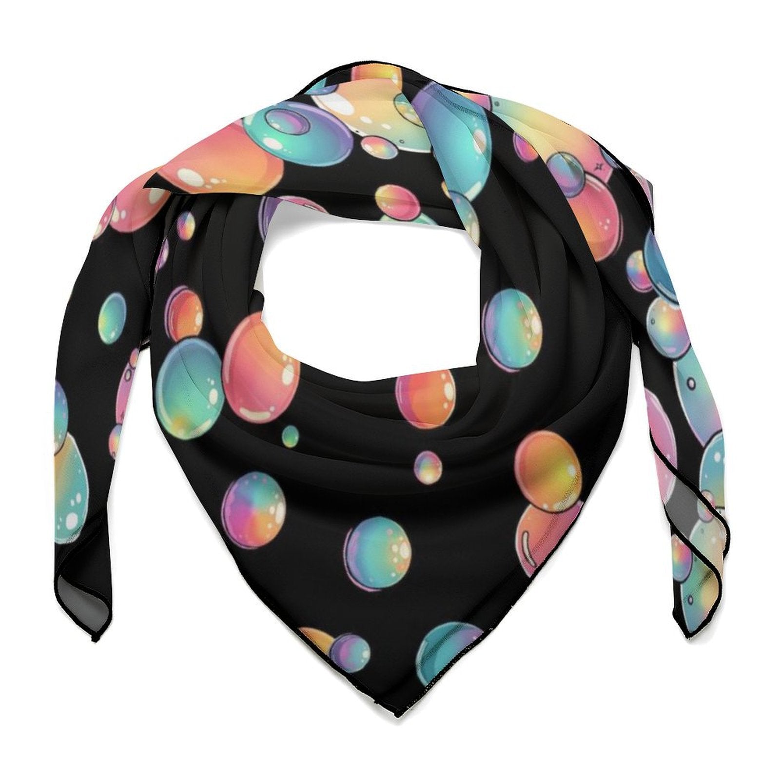 Black scarf with colourful bubbles