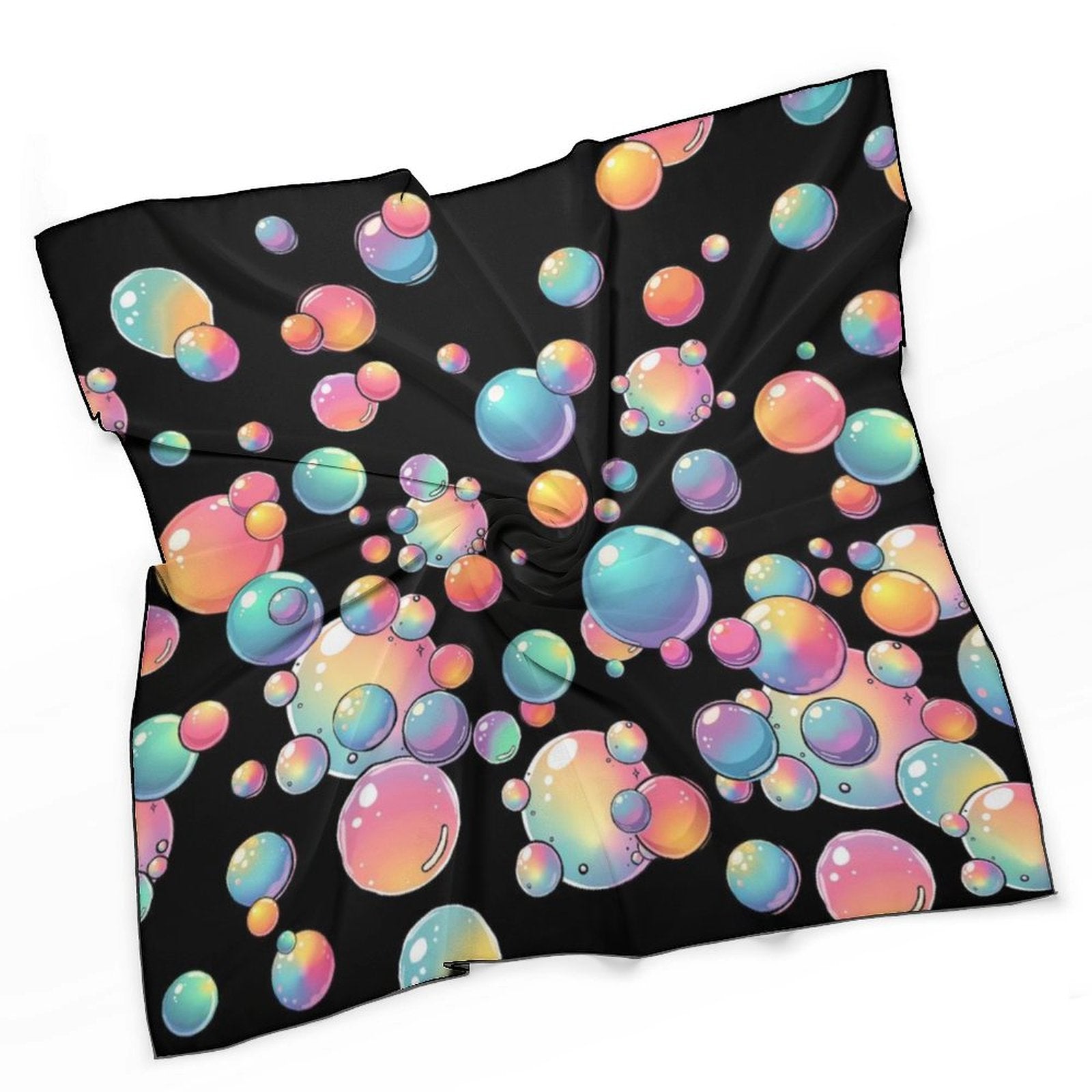 Black scarf with colourful bubble pattern for face painters and entertainers