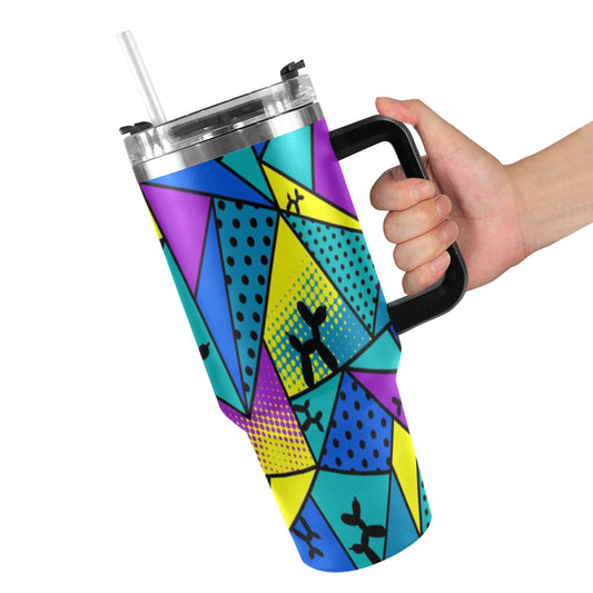 40 OZ Tumbler for Balloon Twisters blue, yellow and purple