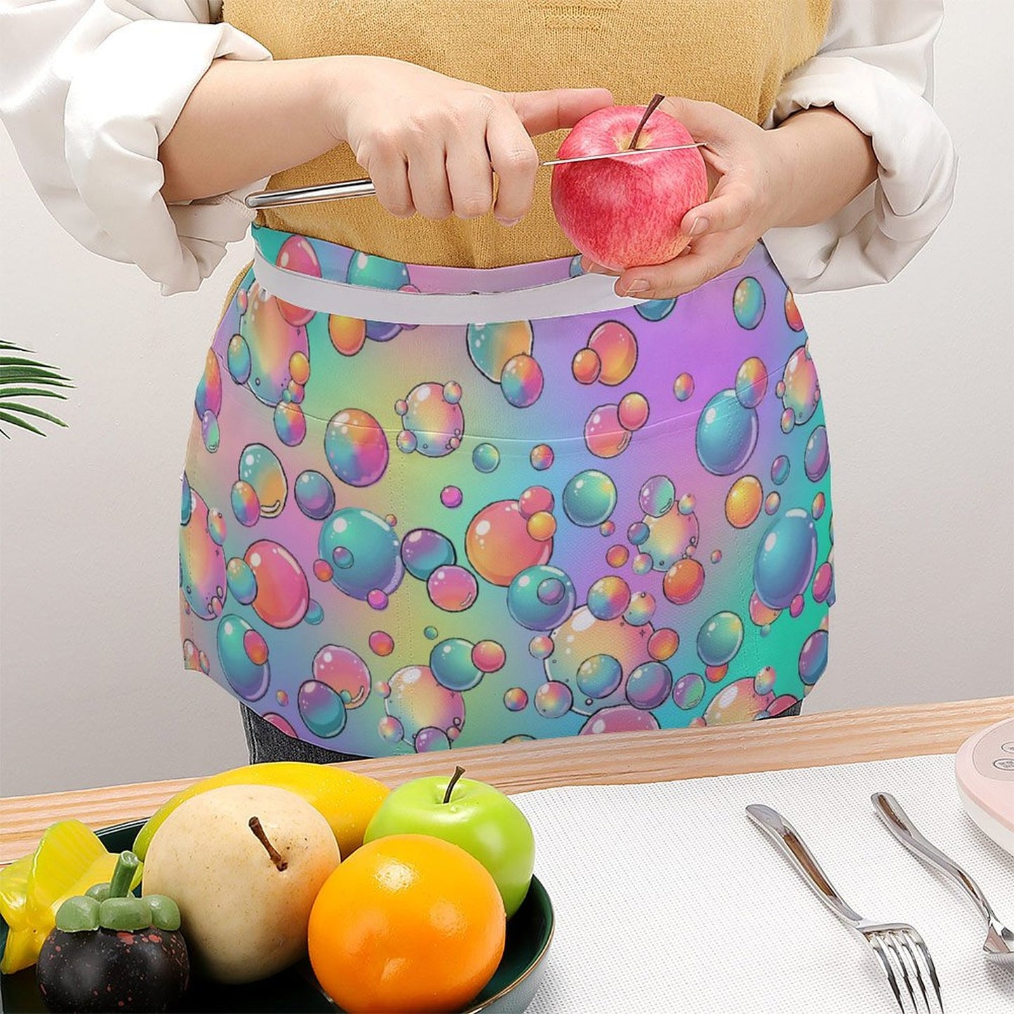 Bubble artist apron rainbow pastel bubbles