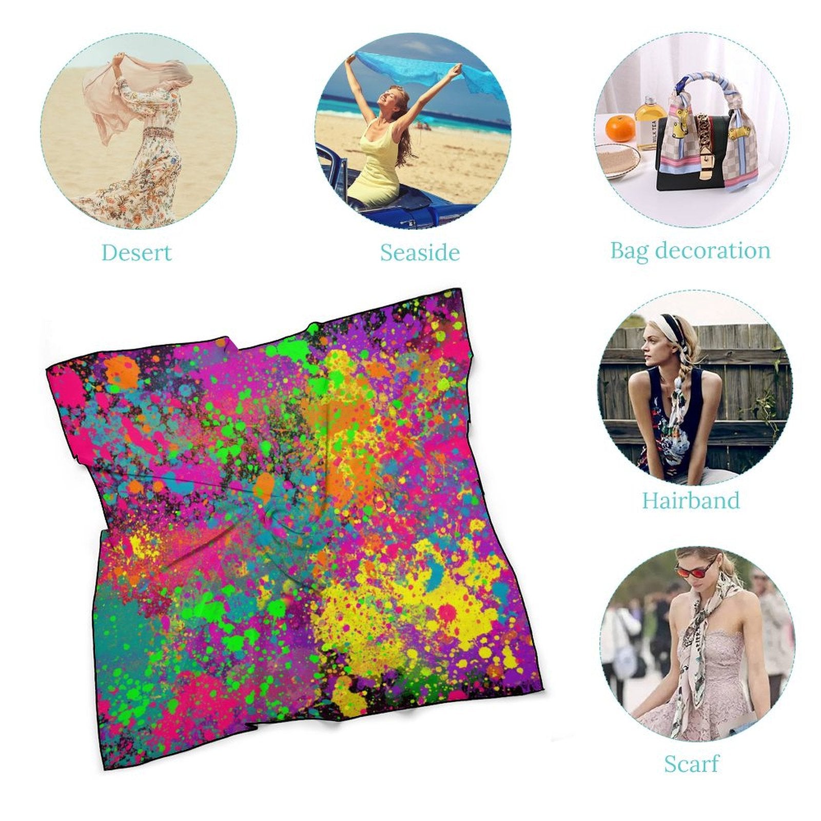 Fun colourful paint covered scarf