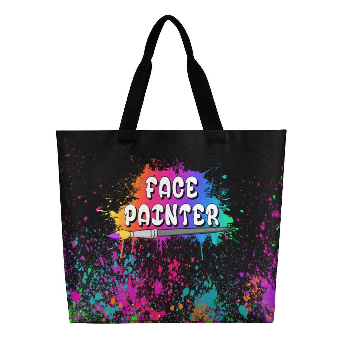 Bag for face painters black with paint splatter