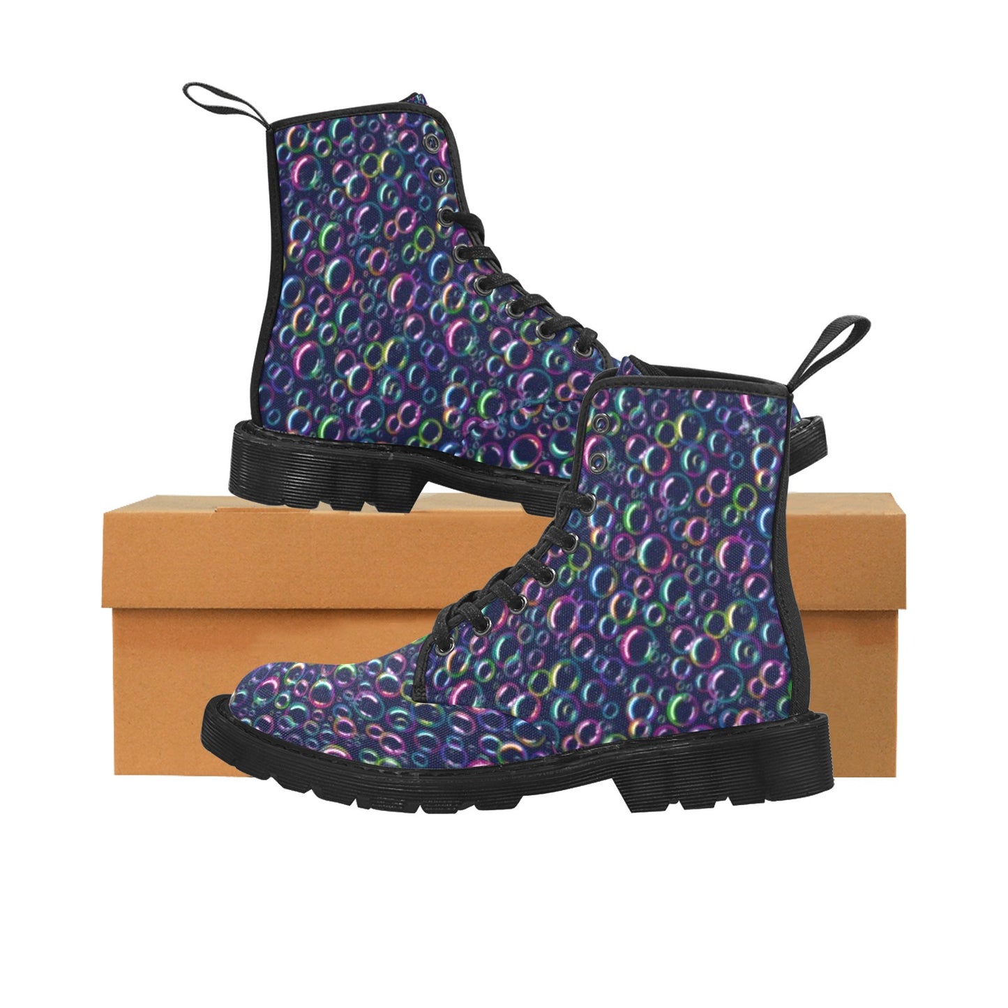 Boots with rainbow bubble design