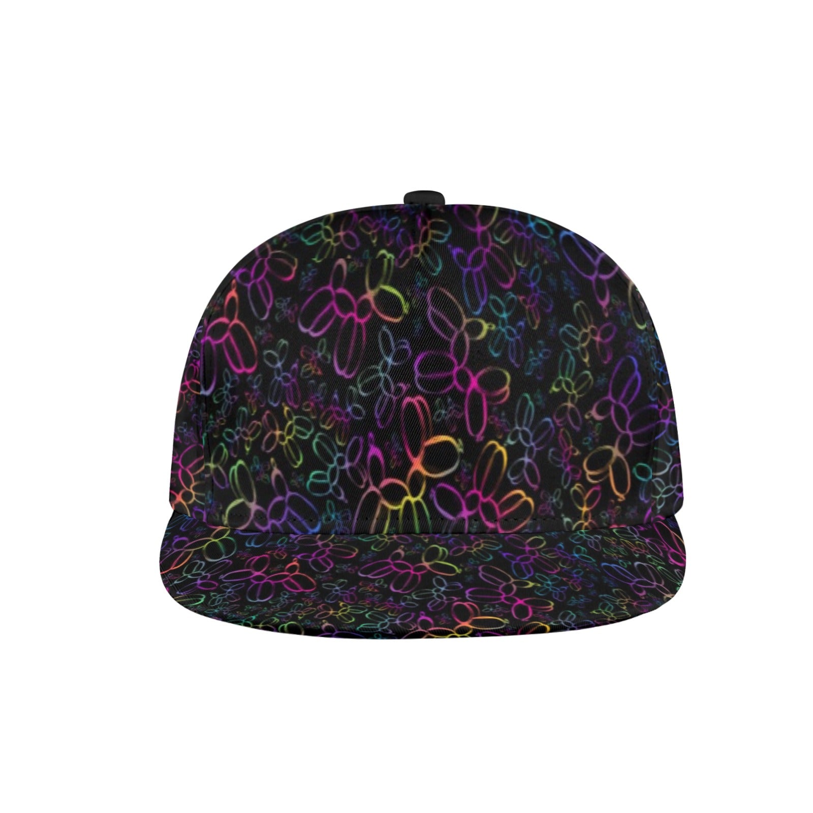 Colourful hand sketched balloon dogs on a cap
