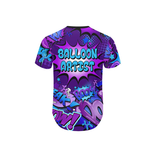 Purple and blue pop art balloon artist t-shirt