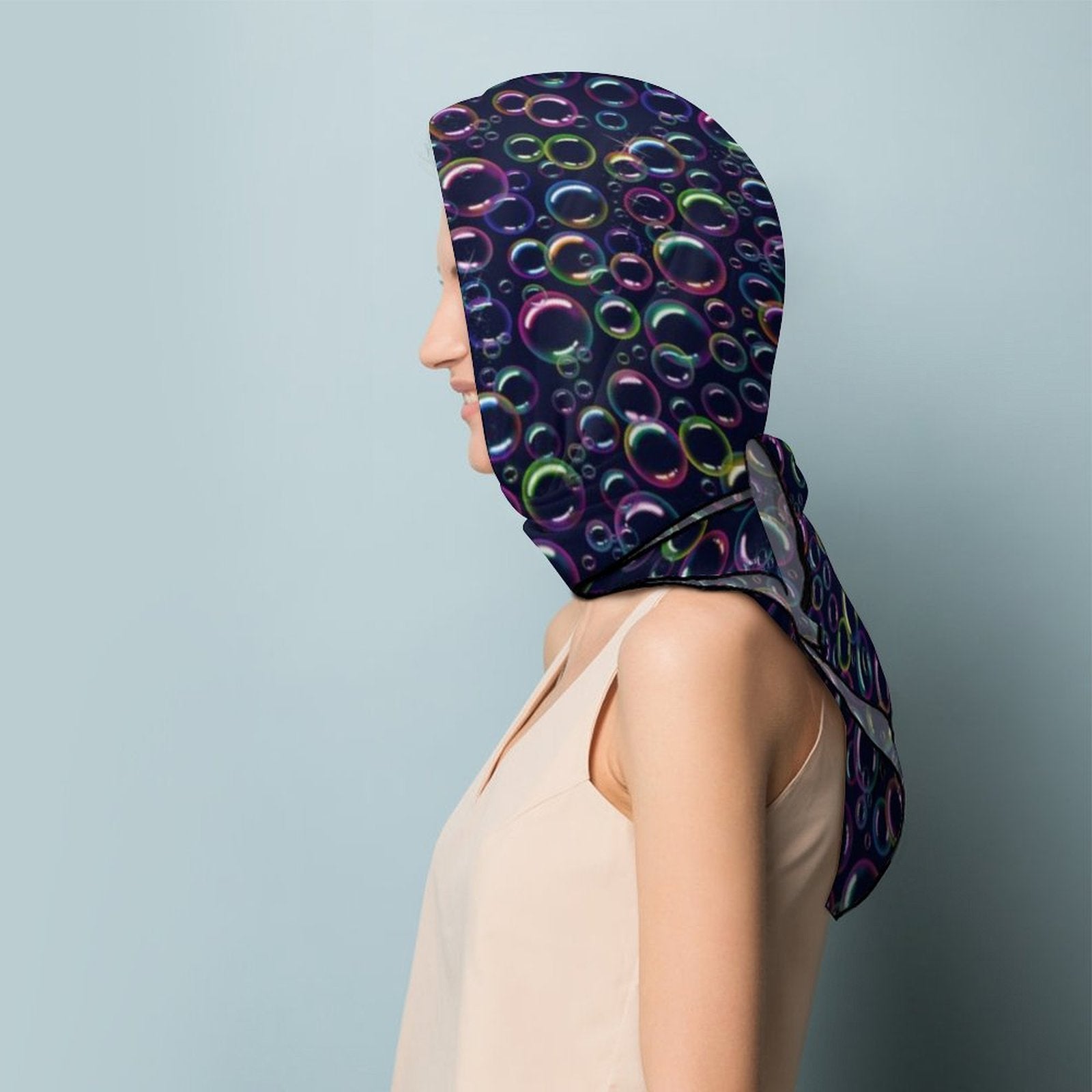 Bubble scarf rainbow on navy