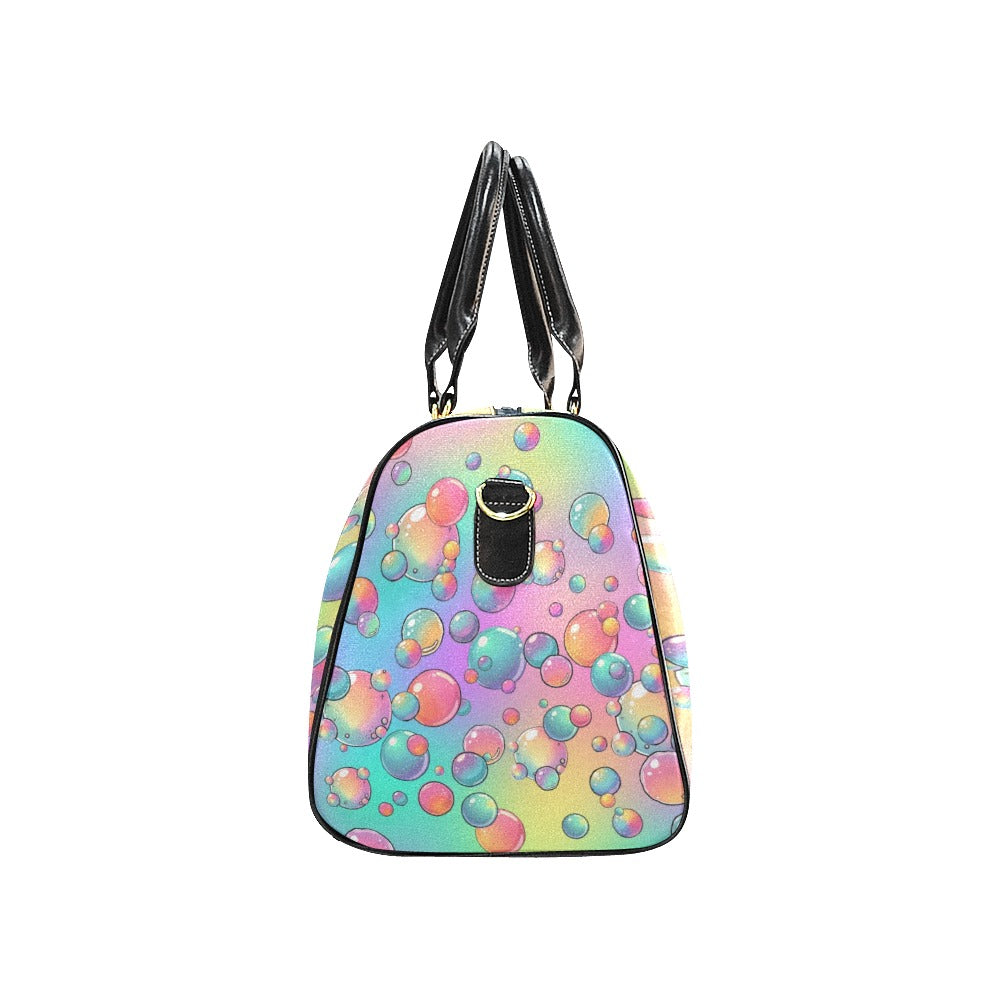 Travel bag for bubble artists rainbow bubble design