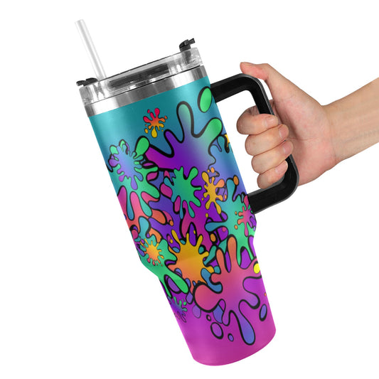 Face Painter Tumbler Cup with Paint Splatter Design