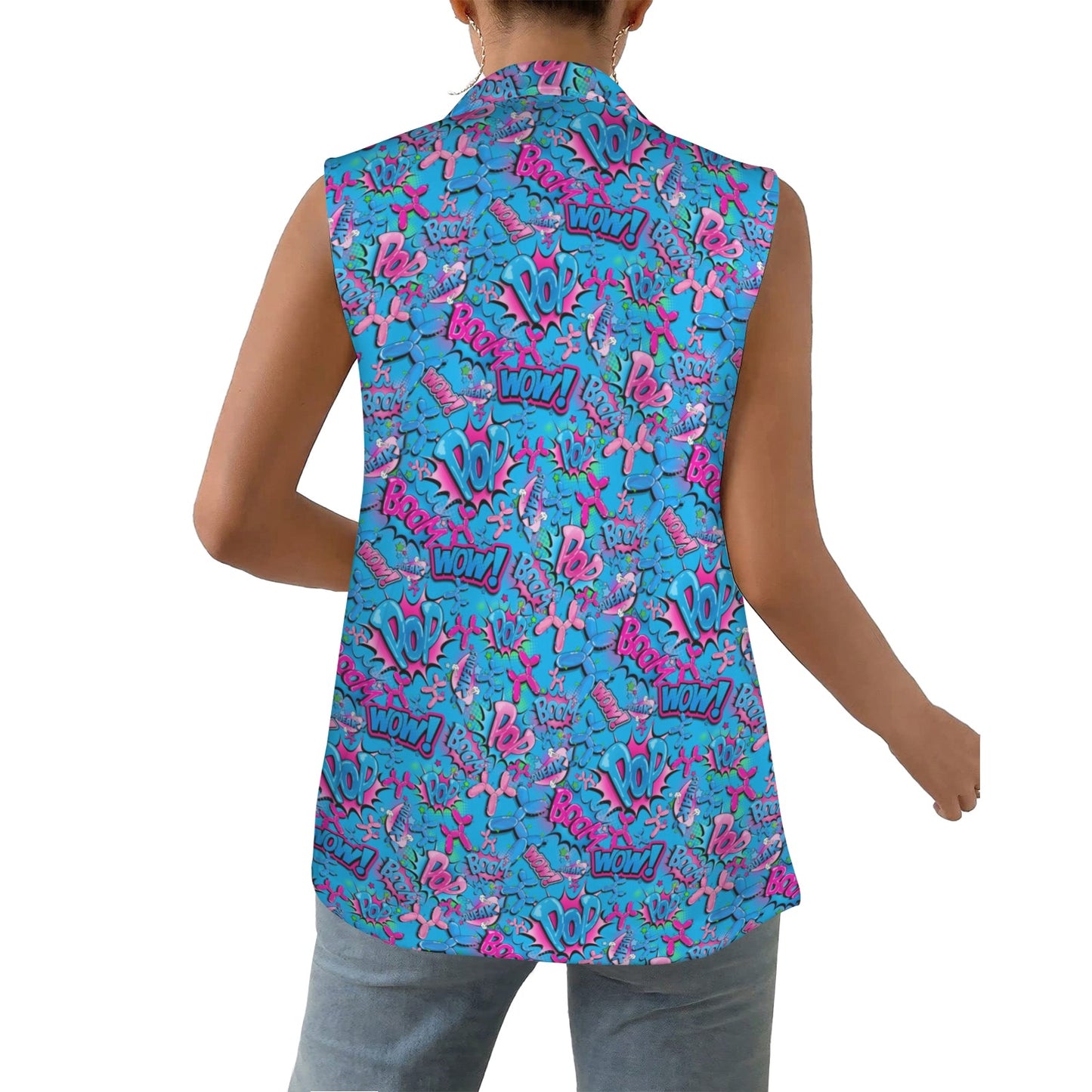 Women's vest for balloon twisting blue and pink