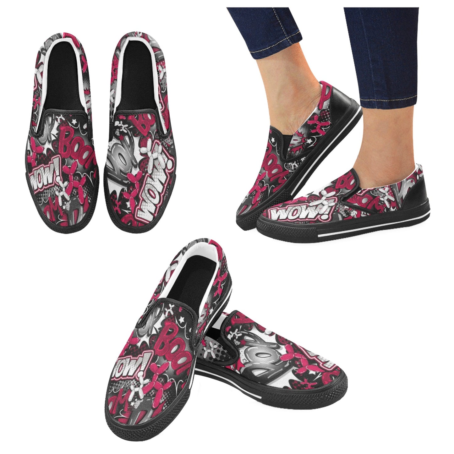 Pop art balloon animal shoes for kids entertainers red and black