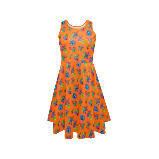 Orange Dress with balloon animals and flowers for balloon twisters