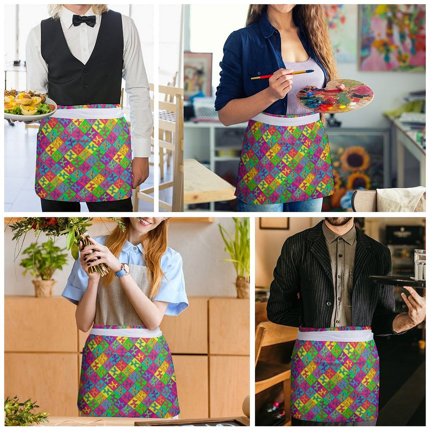 Fun retro balloon dog design apron for artists