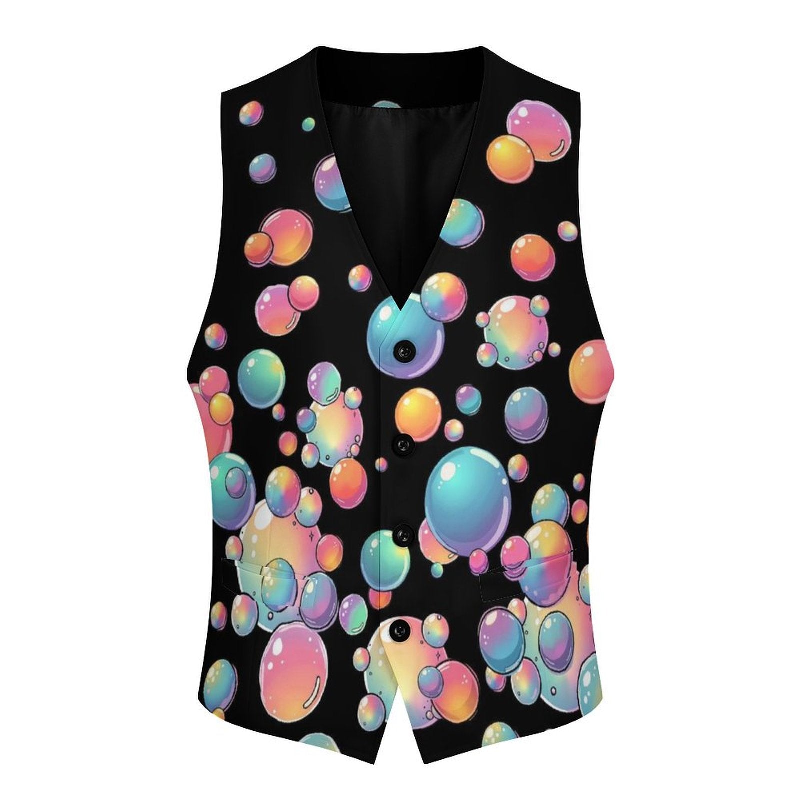 Black vest with rainbow bubbles