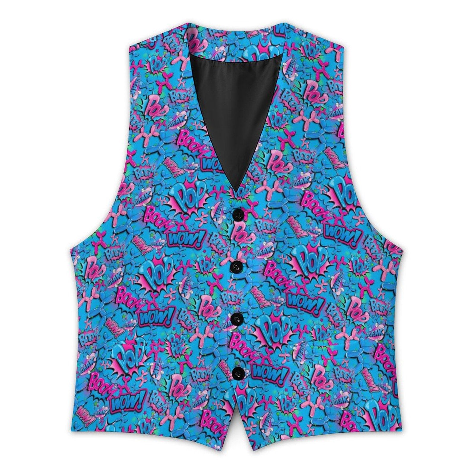 Balloon Twisting Vest with blue balloon dog and pop art design