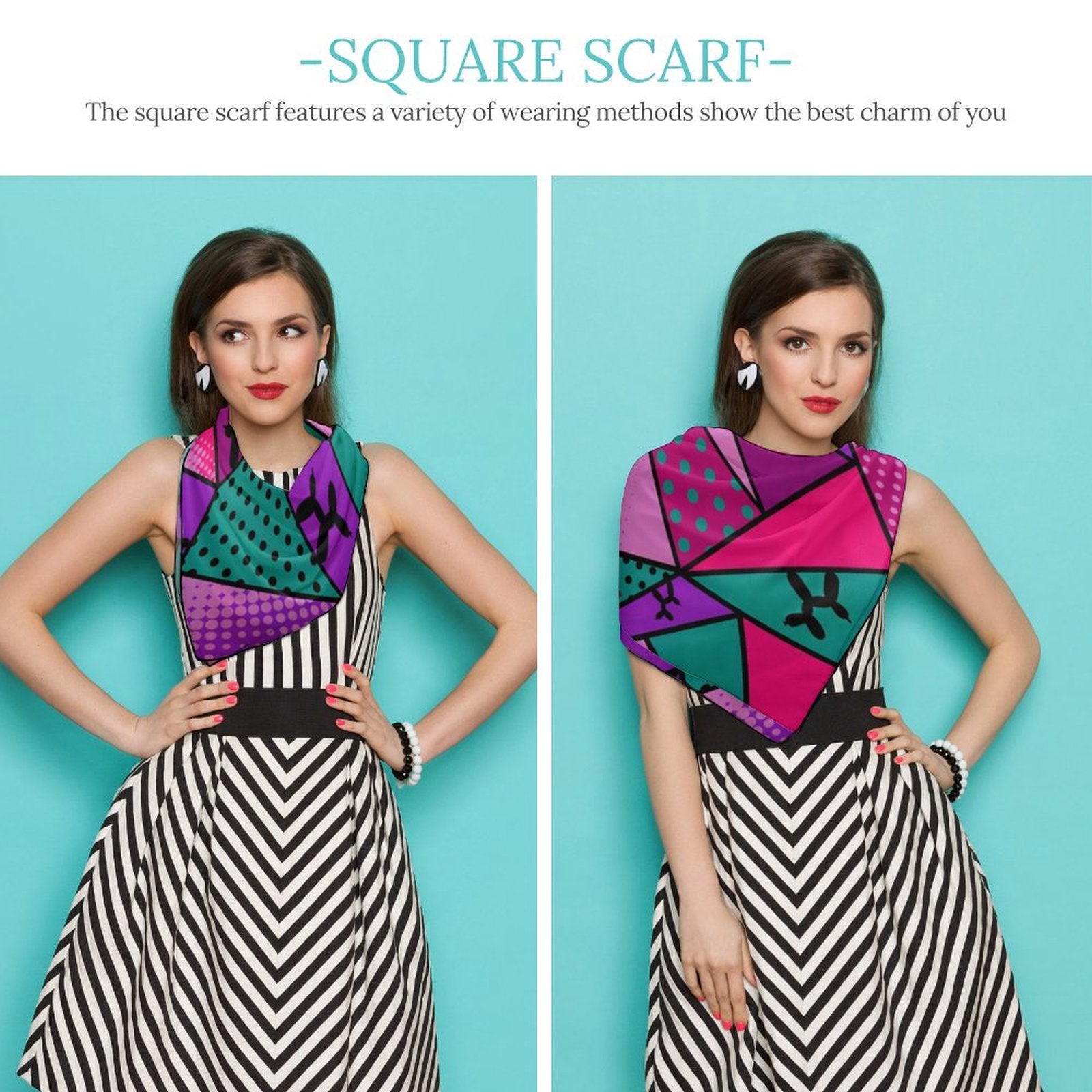 Pink purple and green scarf for balloon artists and entertainers