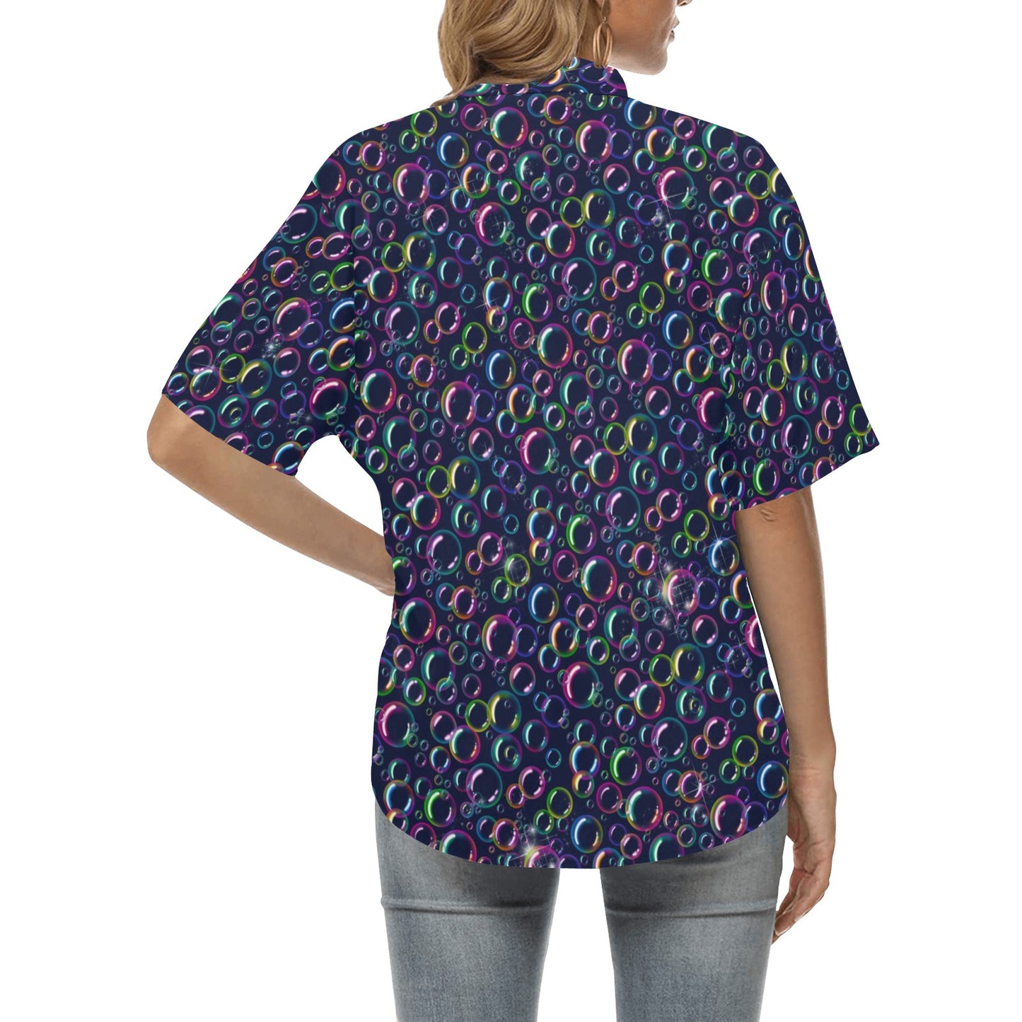 Bubbles on Hawaiian shirt for bubble blowers