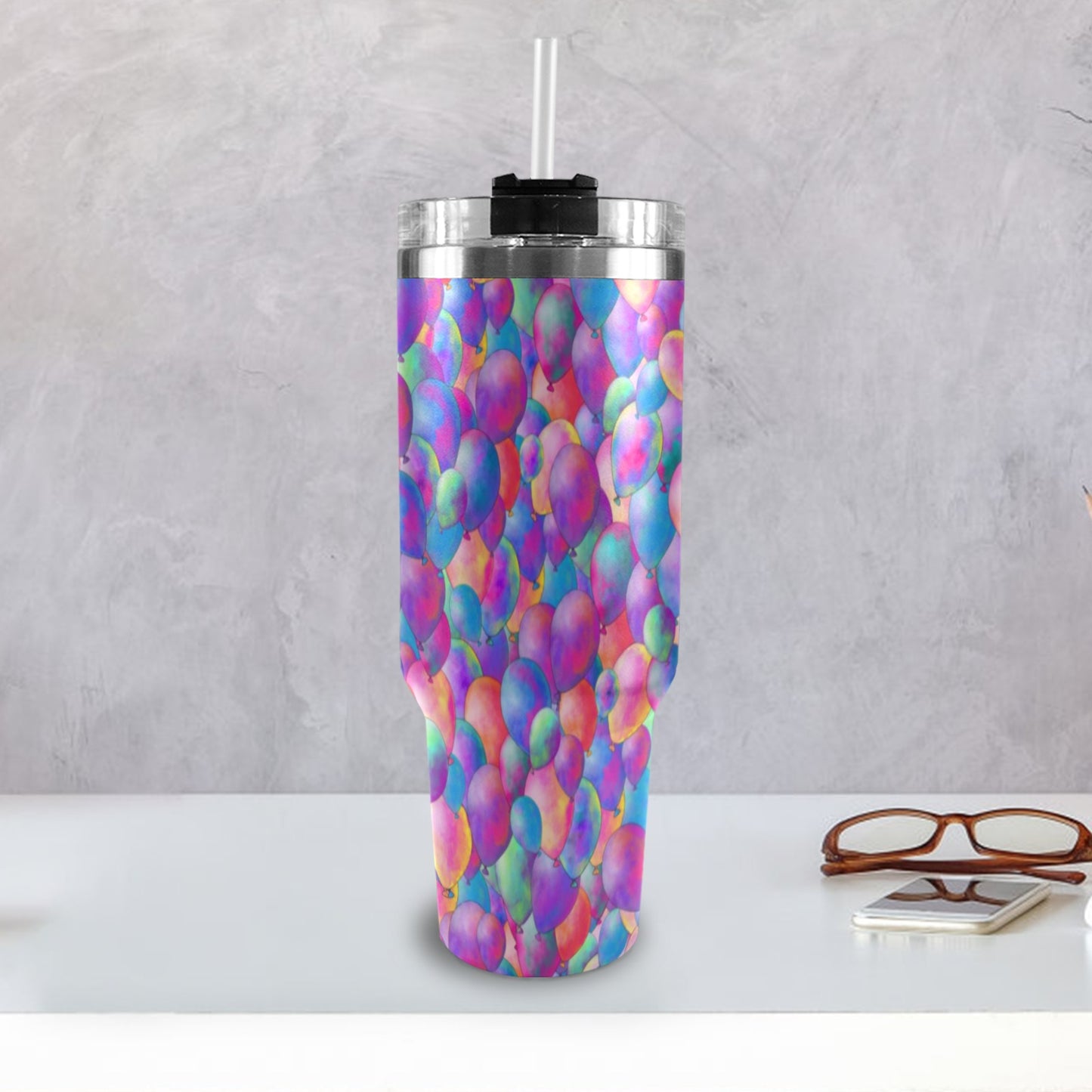Balloon Decorator Tumbler Cup with Helium Balloons