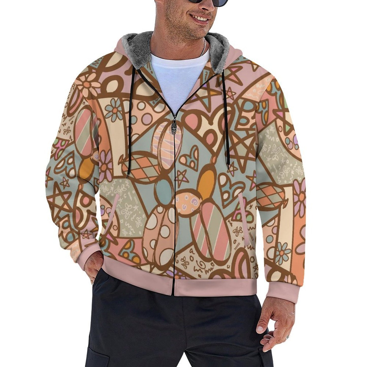 Pastel Balloon Dog Zip Hoodie