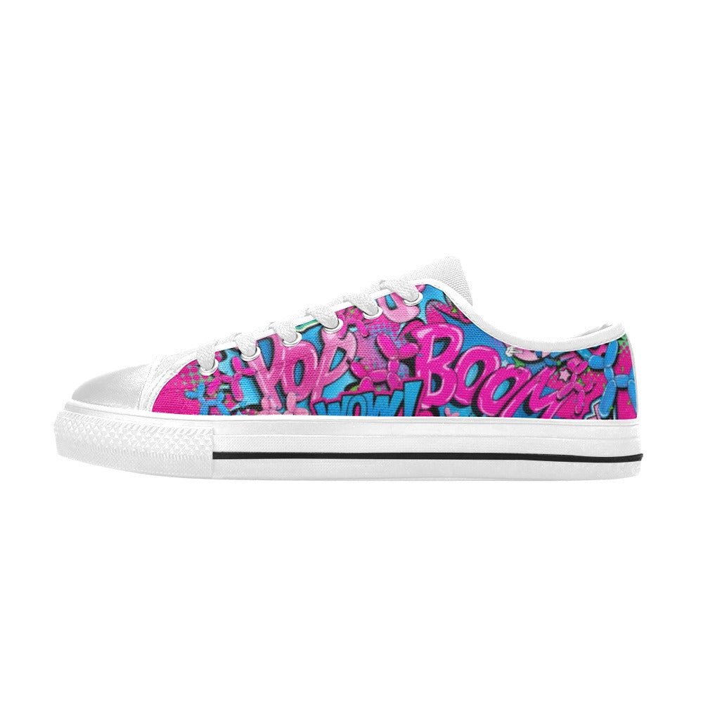 Blue and Pink canvas shoes with balloon dog design