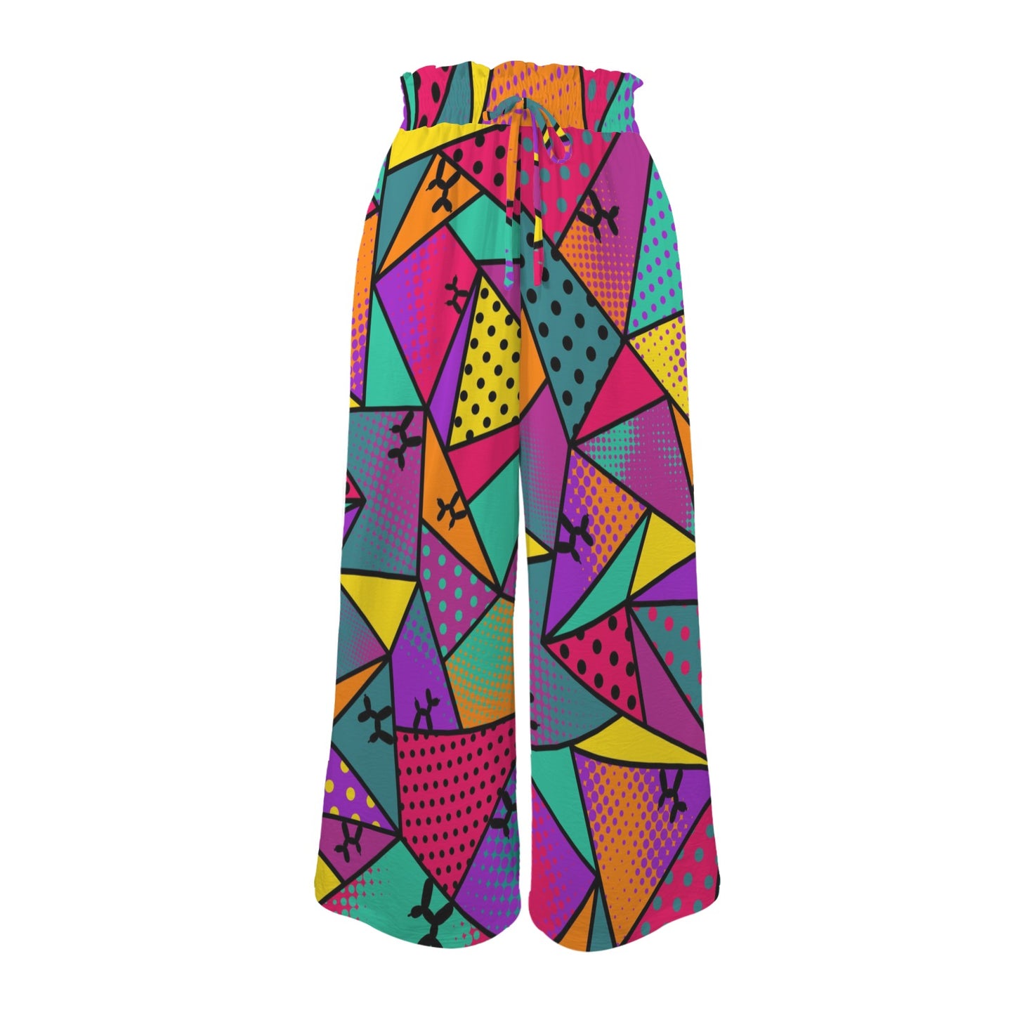 Multi coloured wide leg pants for balloon twisting