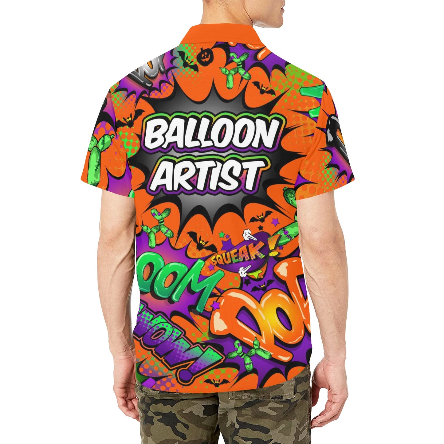Orange Halloween Design Pop art shirt for Balloon Twisting and entertainers