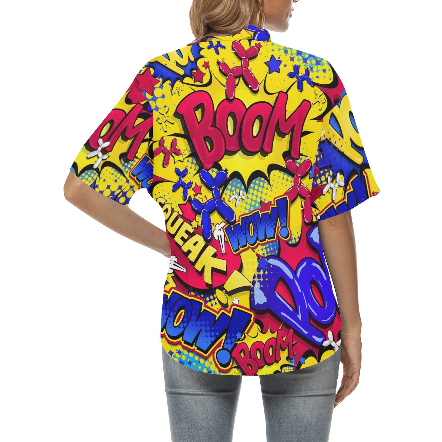Professional Balloon Twisting Hawaiian Shirt Yellow, Red and Blue