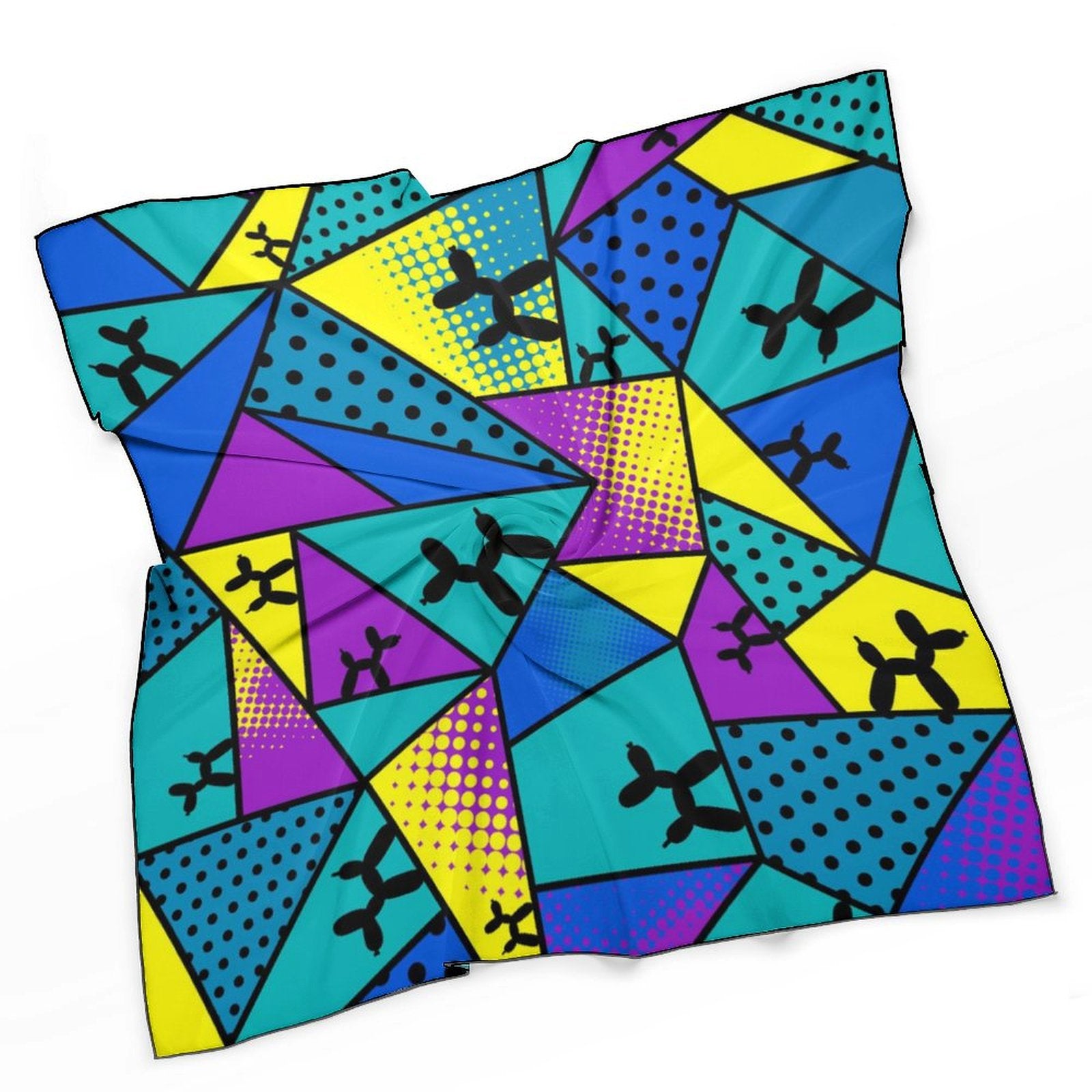 Blue, Yellow and purple scarf with balloon dogs