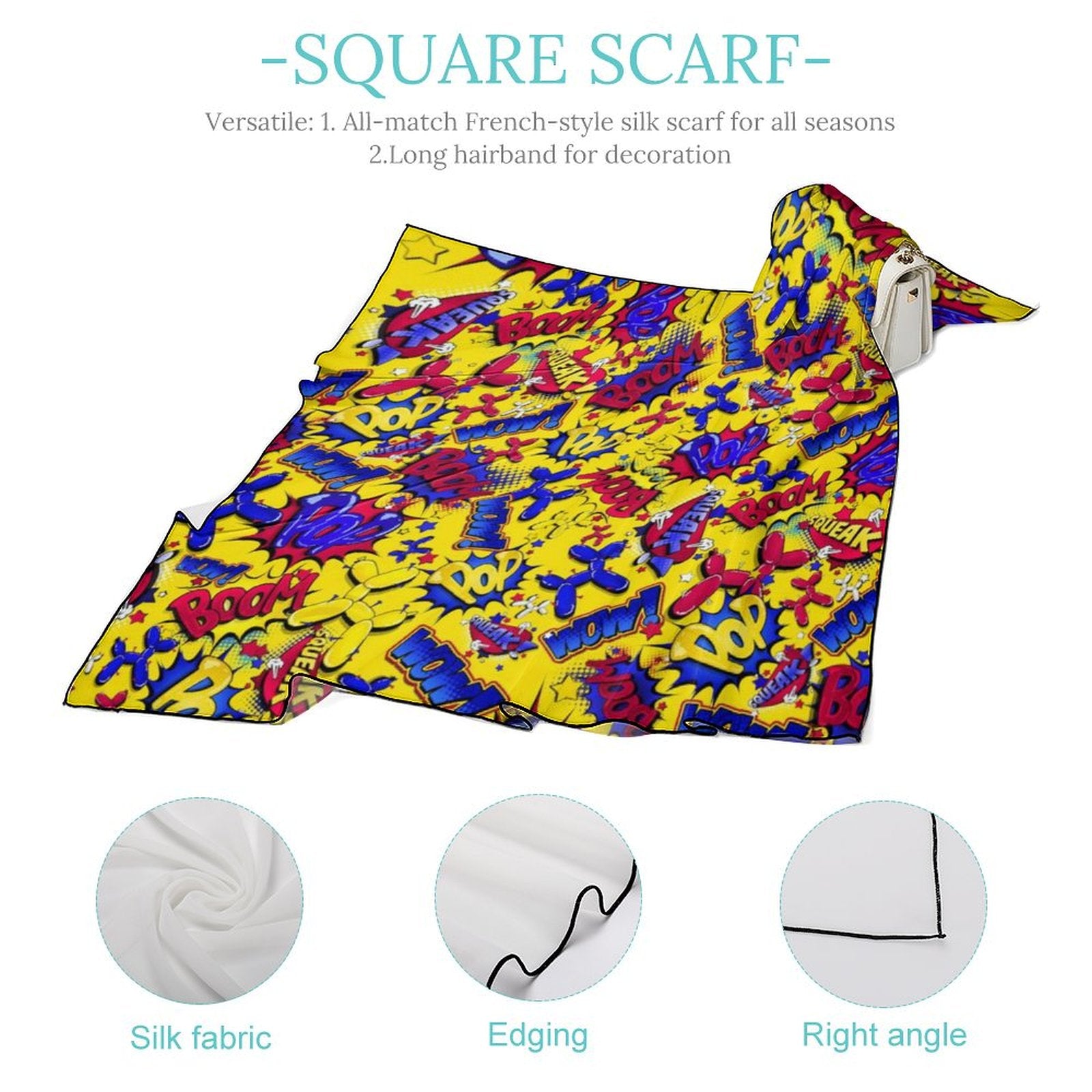 Yellow blue and red balloon dog scarf