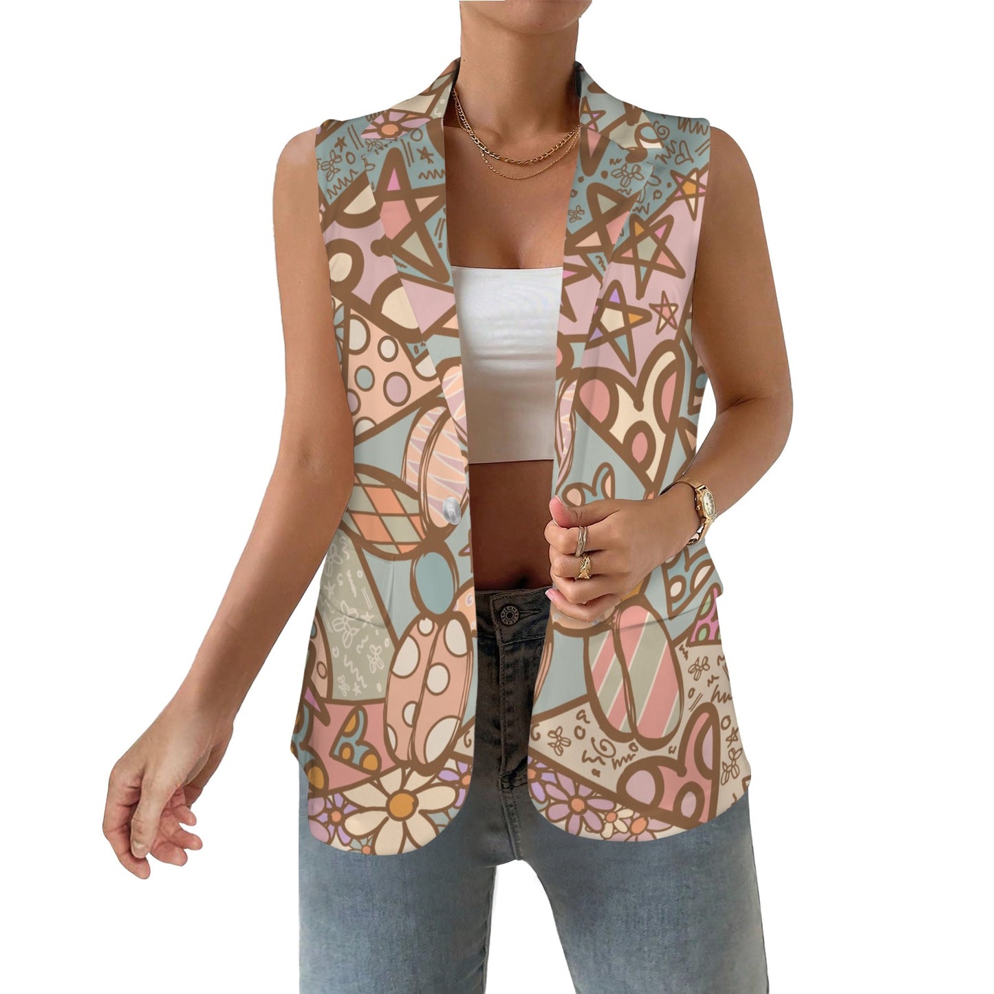 Pastel Patchwork Pup Vest for Women