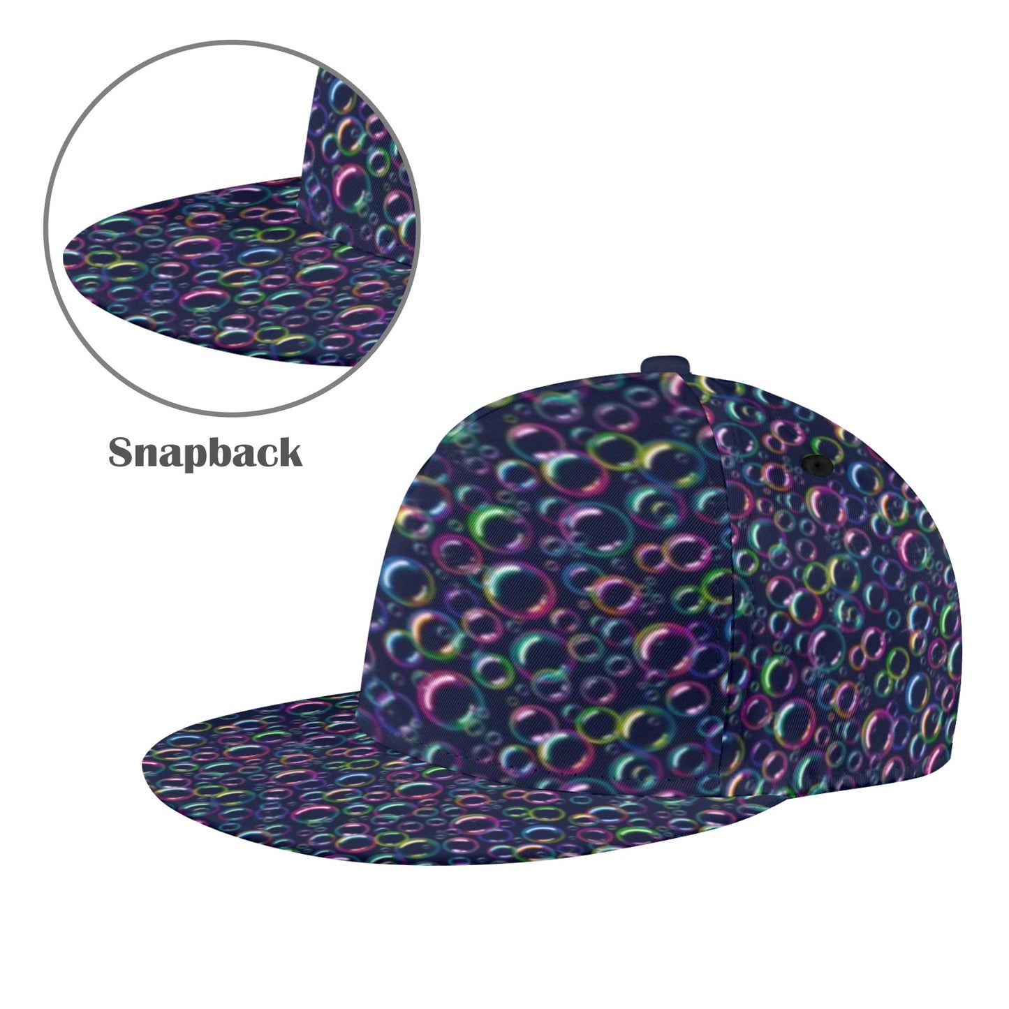 Rainbow Bubble on Navy Snap Back Cap