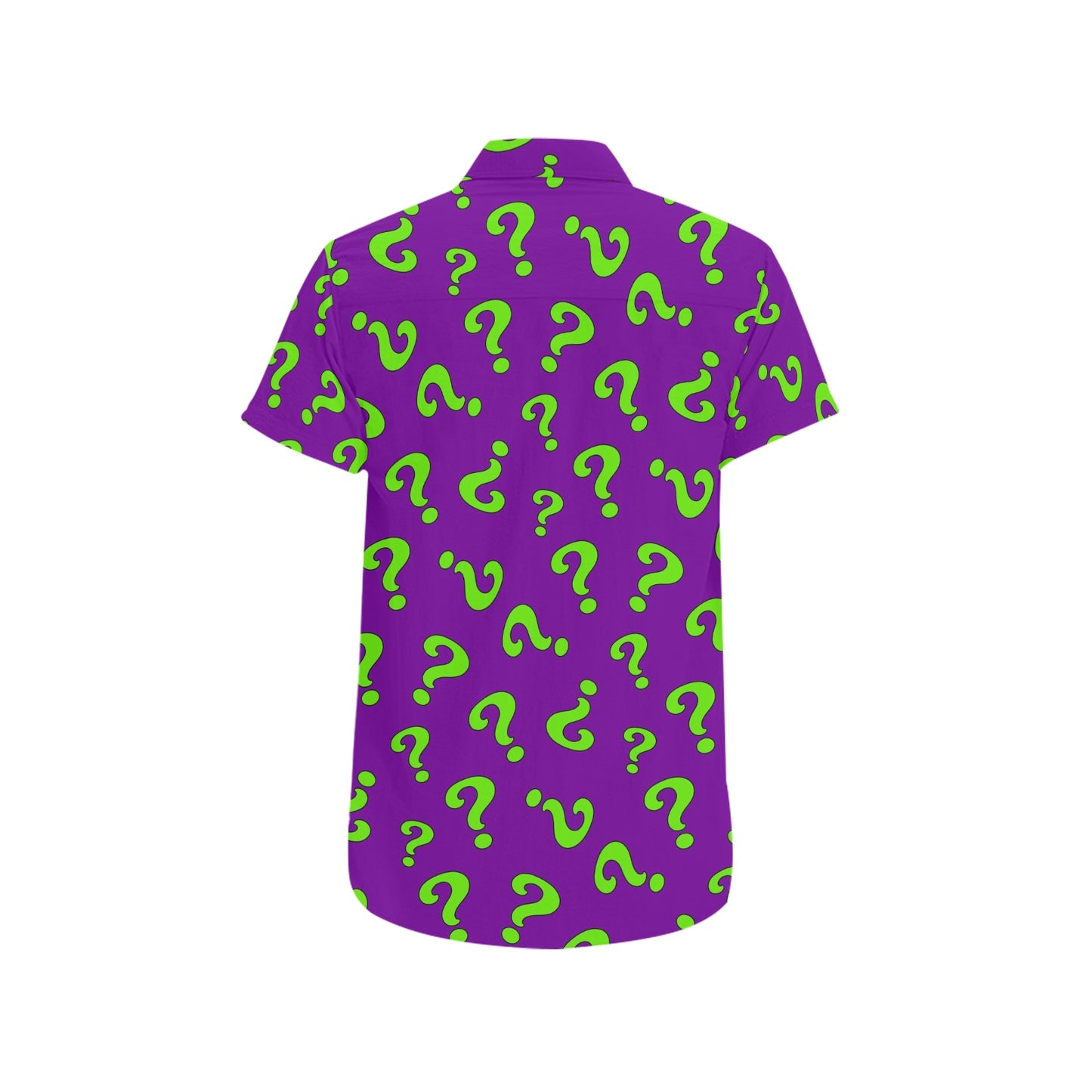 Purple shirt with green question marks for kids entertainers and magicians