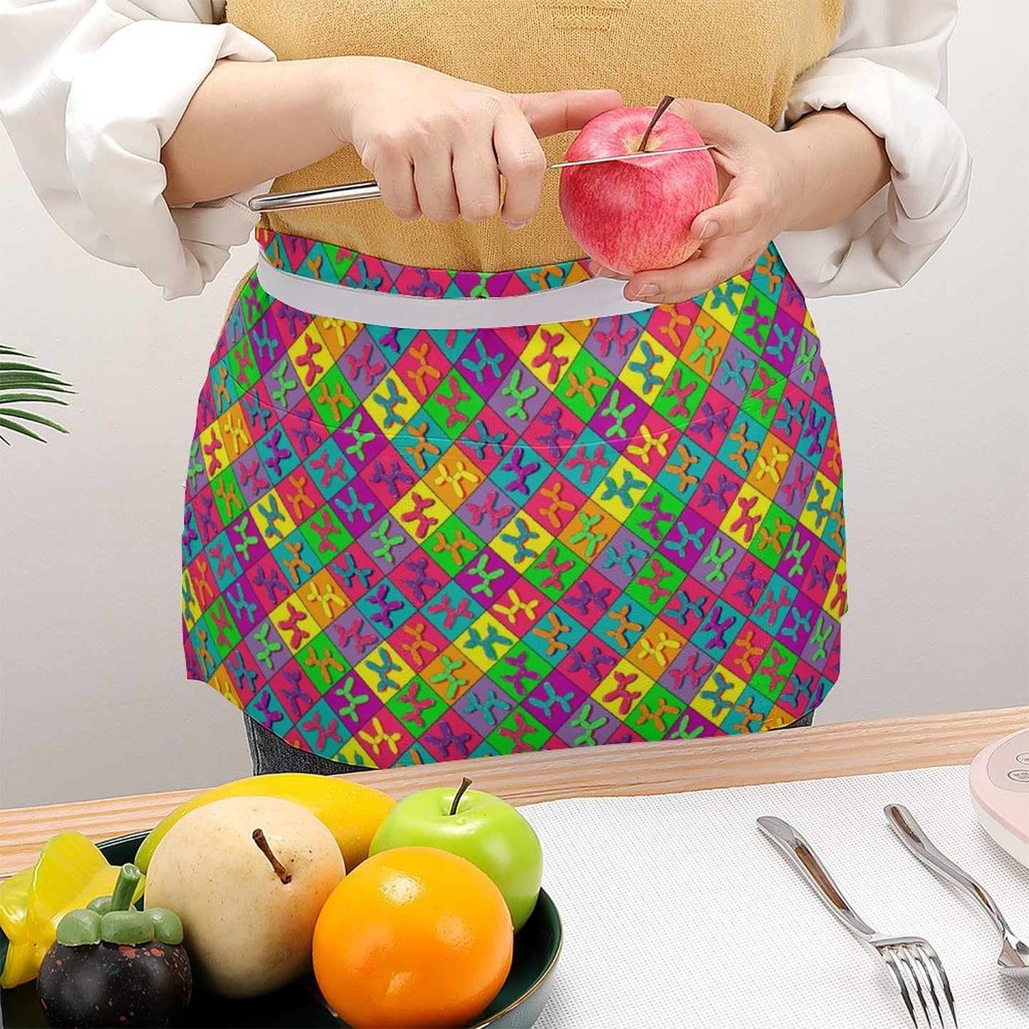 Fun and colourful balloon dog design apron for decorators and entertainers