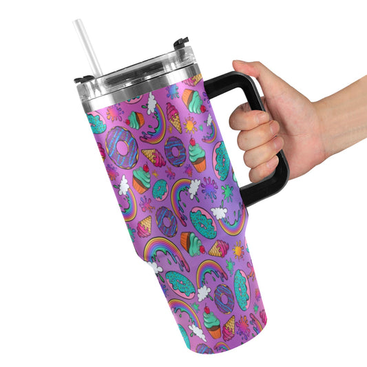Face Painter cup with donuts, rainbows and ice cream design