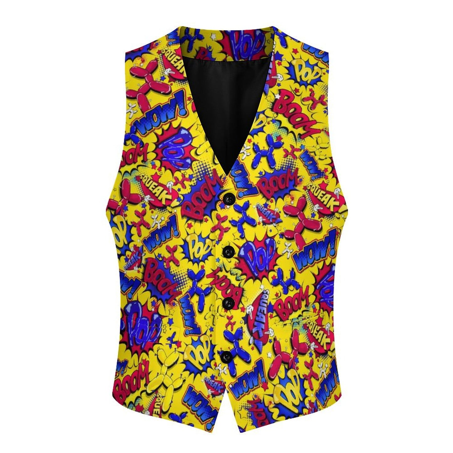 Balloon Twister vest with red, blue and yellow balloon dog design