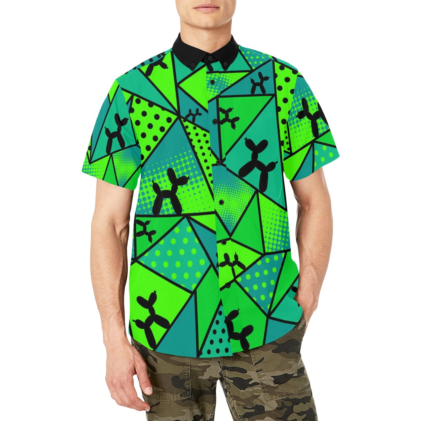 Green and Black balloon dog shirt for balloon twisters