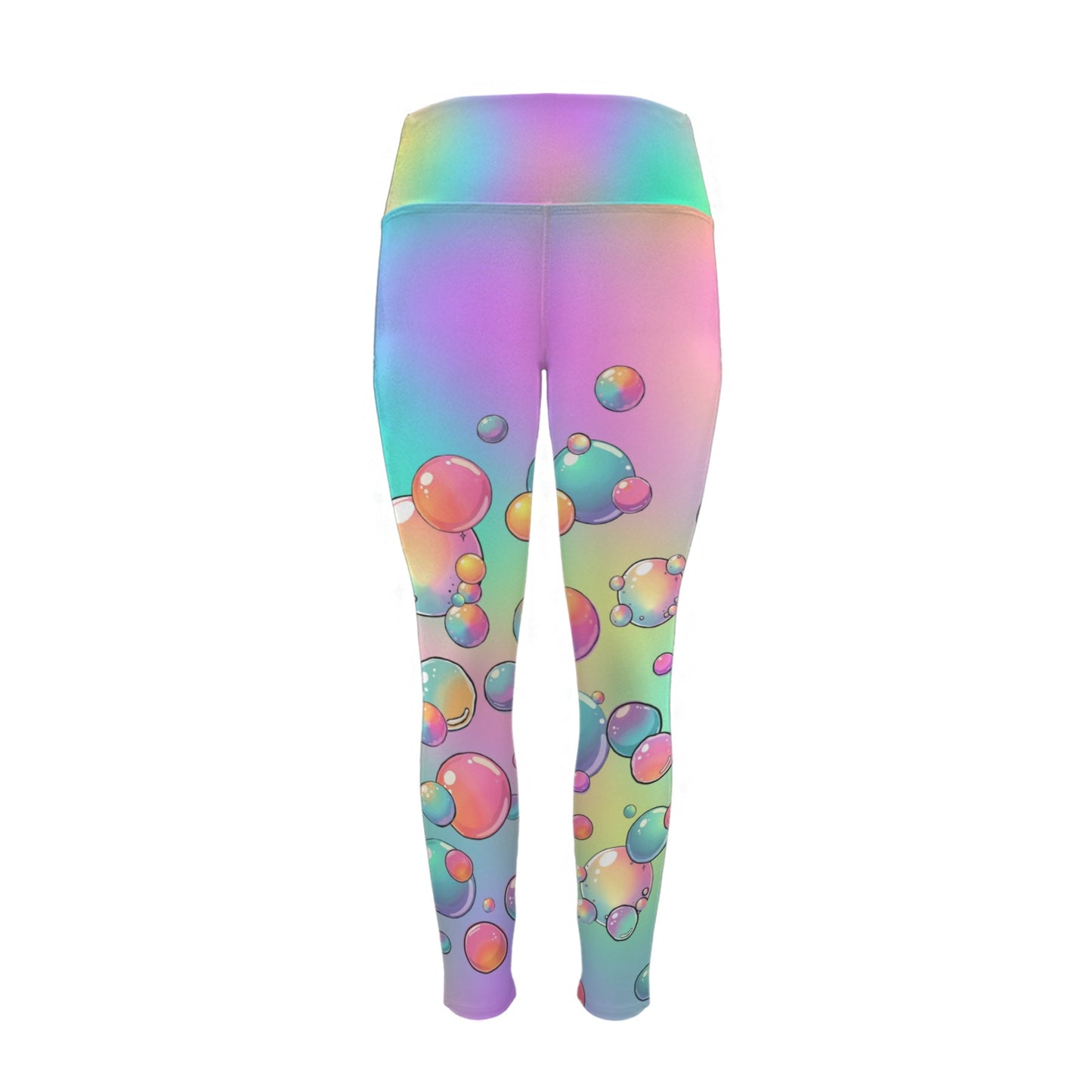 Fun and Colourful bubble rainbow pattern leggings with pockets
