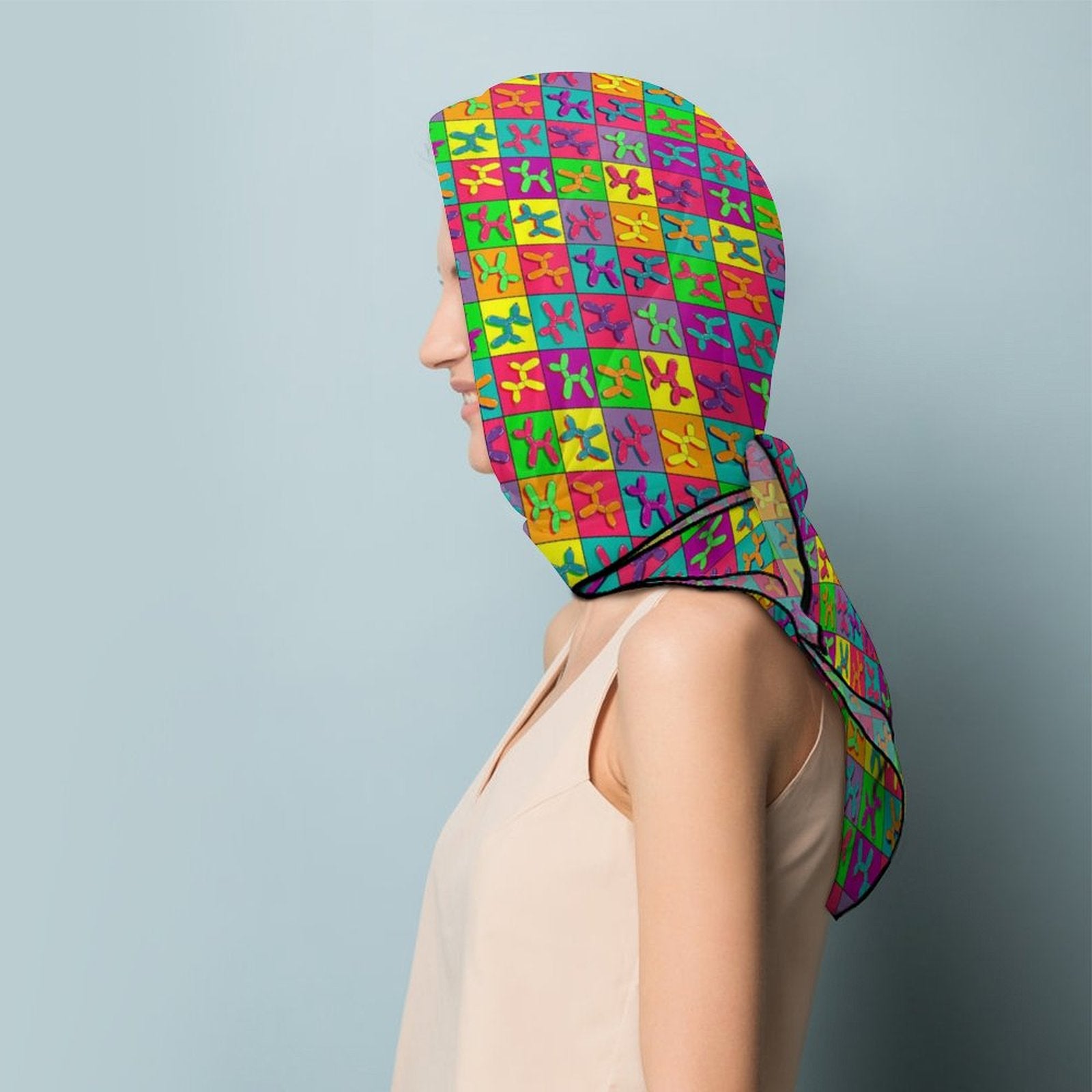 Bright fun and colourful balloon dog scarf